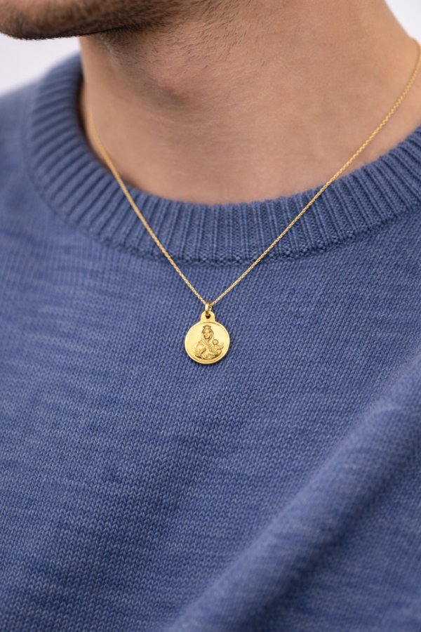 Medalla-Escapulario-Virgen-Carmen-Sagrado-Corazon-Redondo-filo-rebajado-13mm-con-chico-Oro