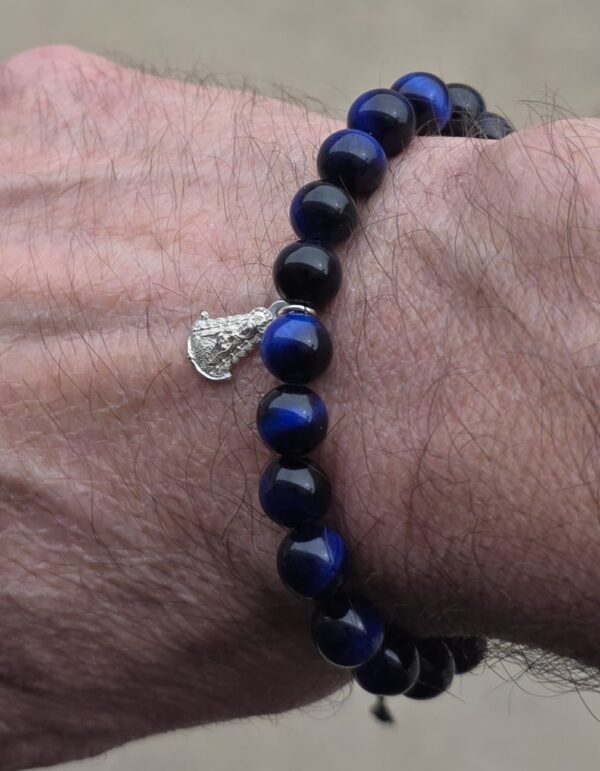 Medalla de oro plata Pulsera Bolas Azul Virgen del Rocio 1